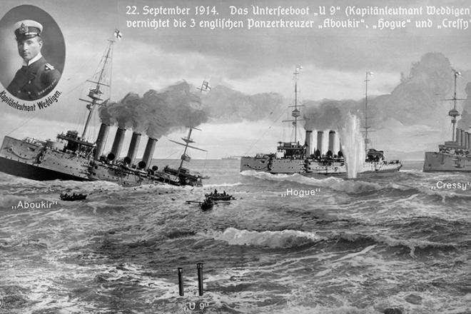 U9 sinks 3 British cruisers